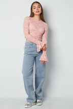 Cotone Tessuto Donna Pantaloni Dritti Jeans Ricamo Cuore Casual