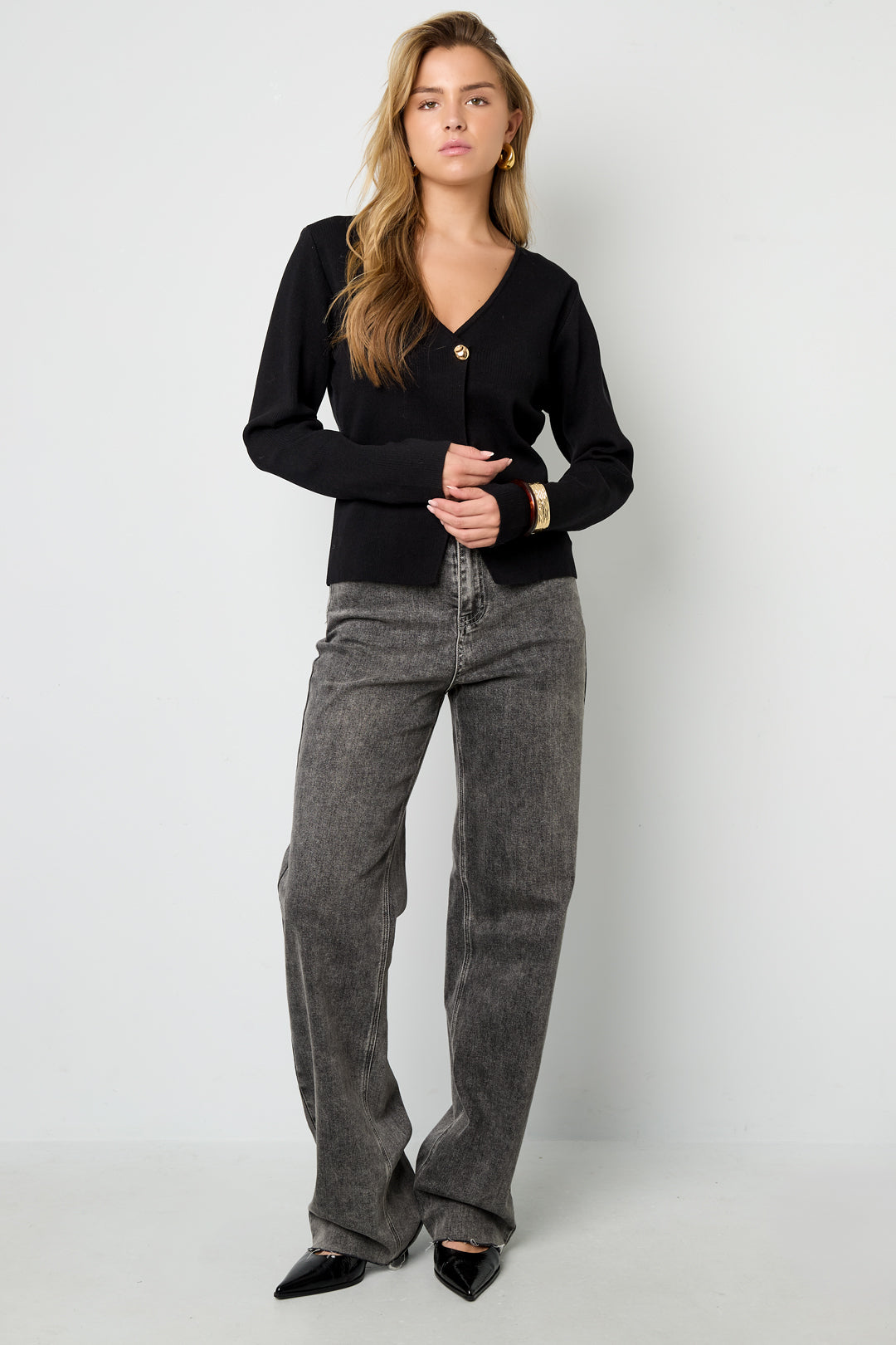 Viscosa Maglia Cardigan Donna Casual Colore Puro Autunno/Inverno