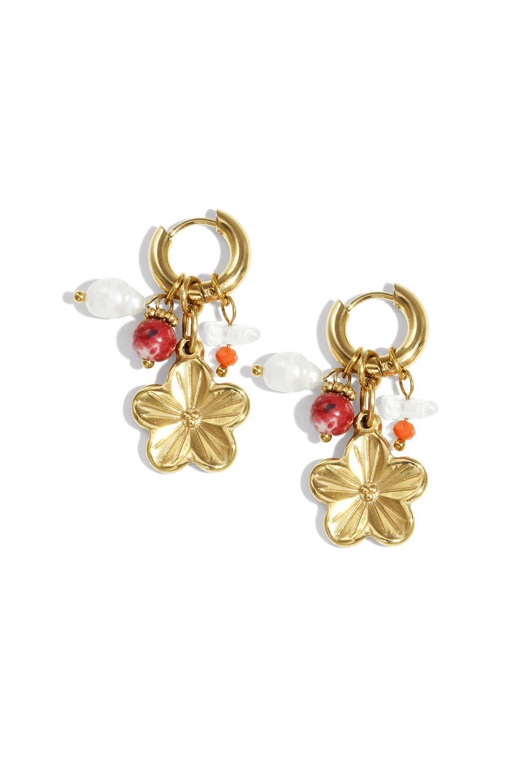Orecchini pendenti in acciaio inossidabile, stile casual, semplici, da donna, serie "Fiore"