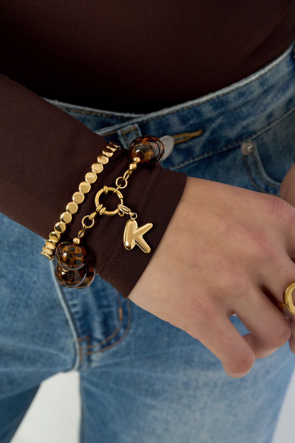 Braccialetti con perline in acrilico, stampa leopardata, casual, quotidiani, semplici, gioielli da donna-16mm