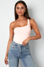 Body Shapewear in Nylon Intrecciato a Spalla Singola Primavera/Estate Colore Puro