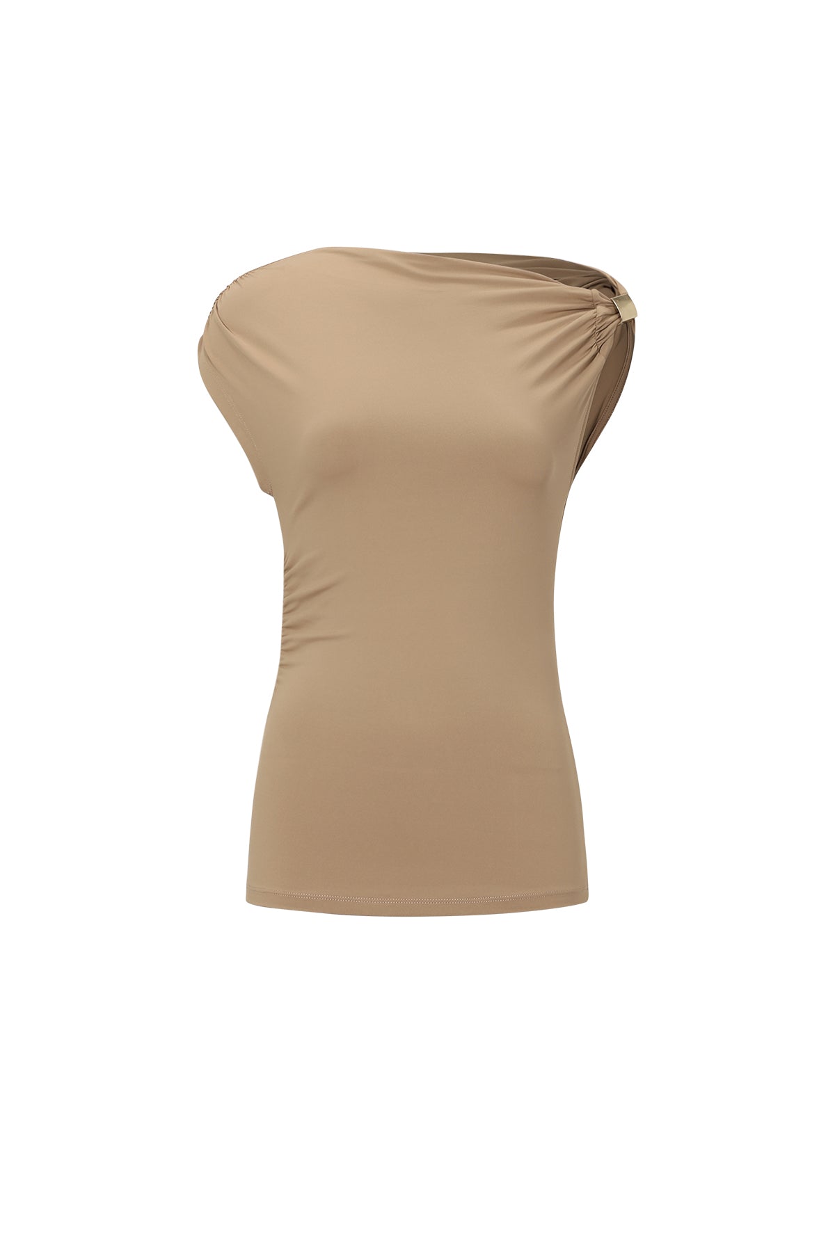 Top con spalle scoperte color oro