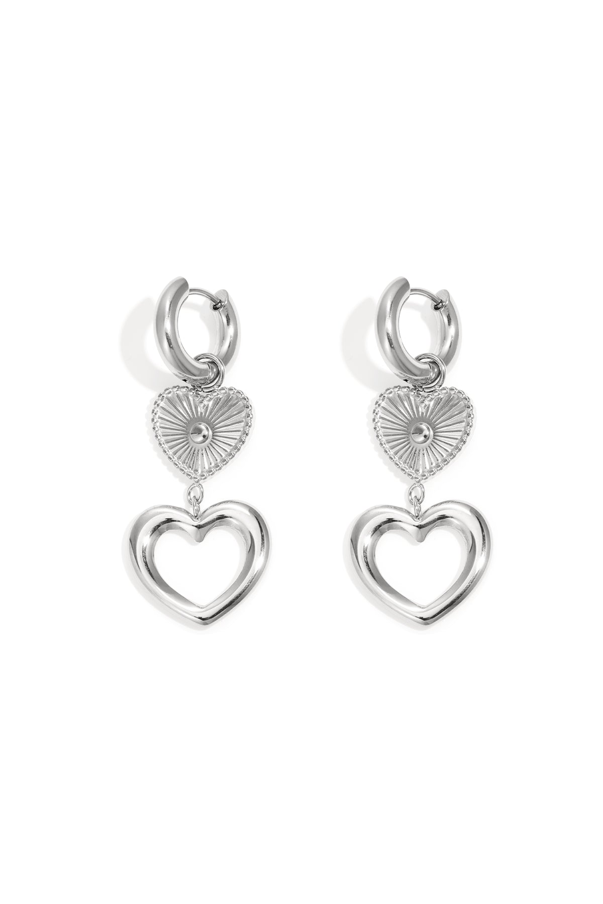 Orecchini pendenti in acciaio inossidabile a forma di cuore, casual, quotidiani, semplici, da donna
