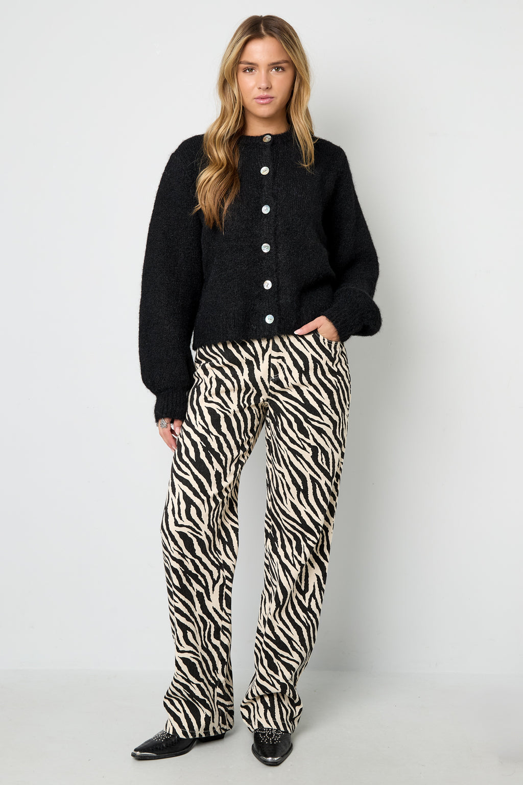 Cardigan Donna Intrecciato Fibra di Poliestere Casual Colore Puro Autunno/Inverno
