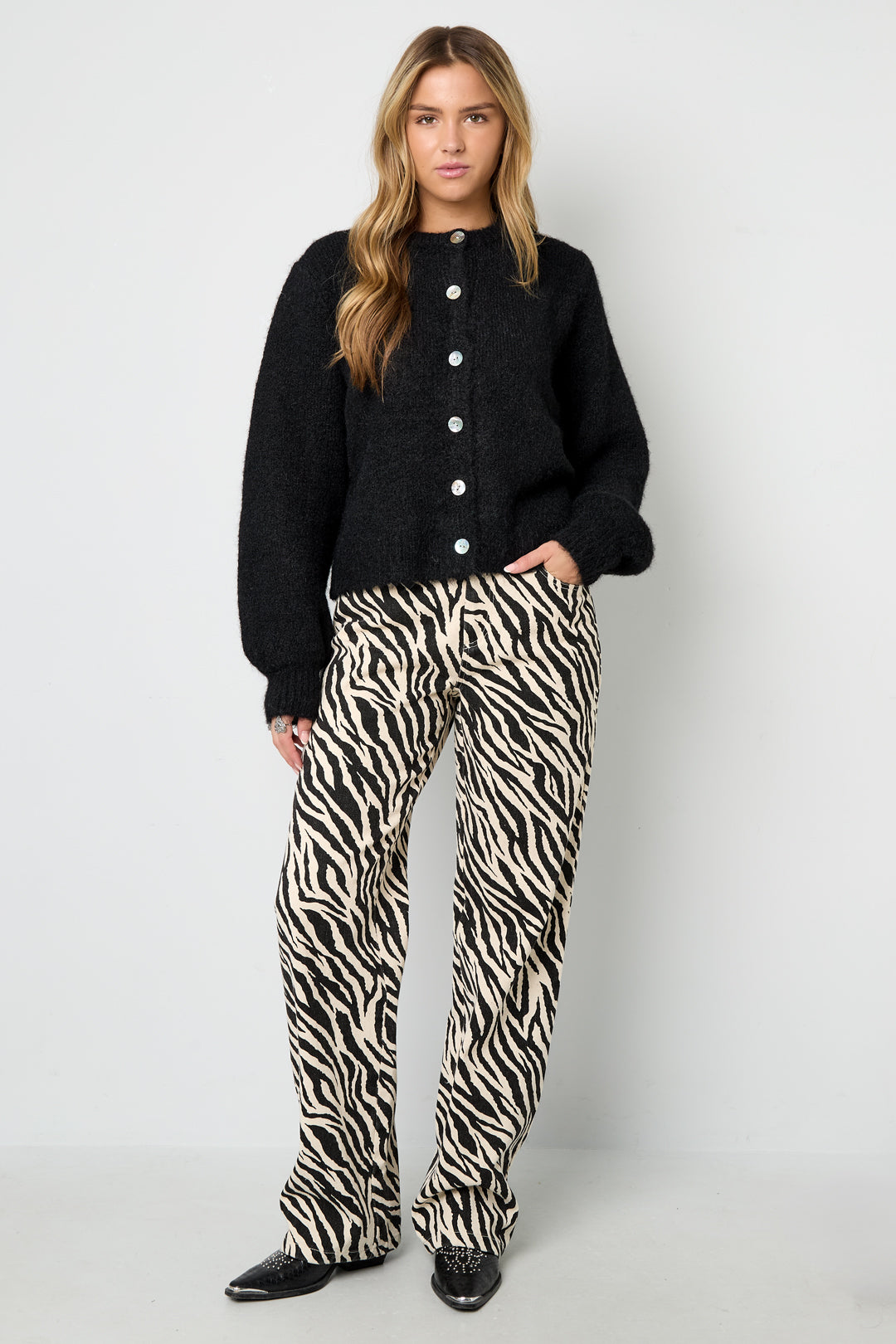 Cardigan Donna Intrecciato Fibra di Poliestere Casual Colore Puro Autunno/Inverno