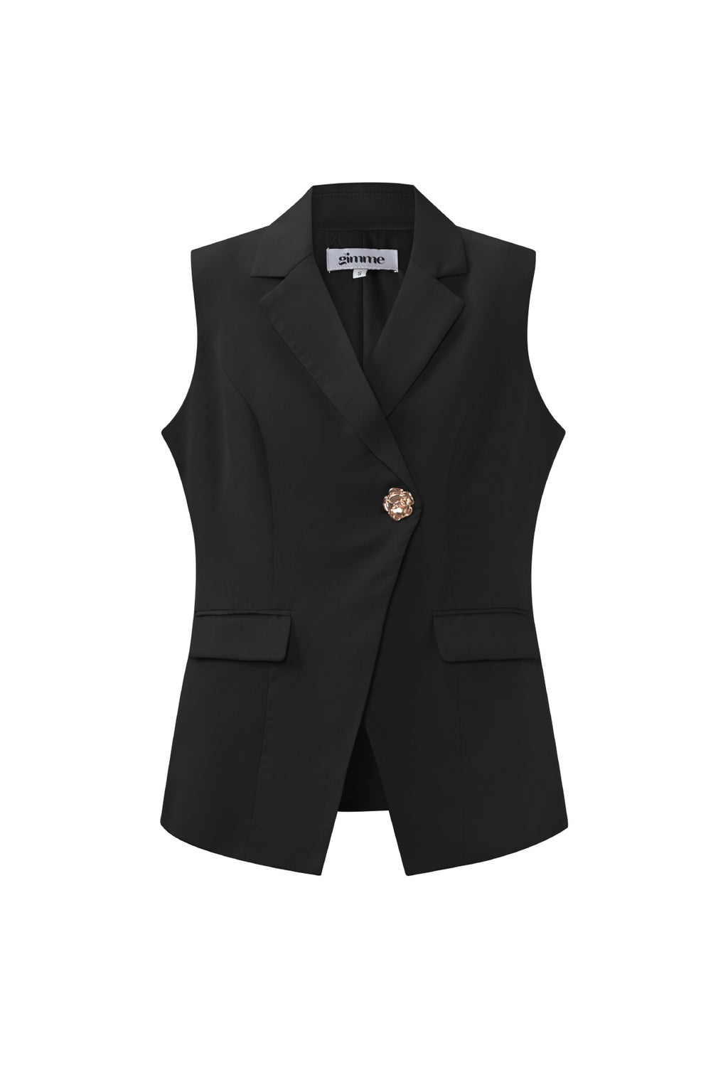 Giacca senza maniche in poliestere tessuto donna casual design asimmetrico