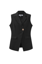 Giacca senza maniche in poliestere tessuto donna casual design asimmetrico