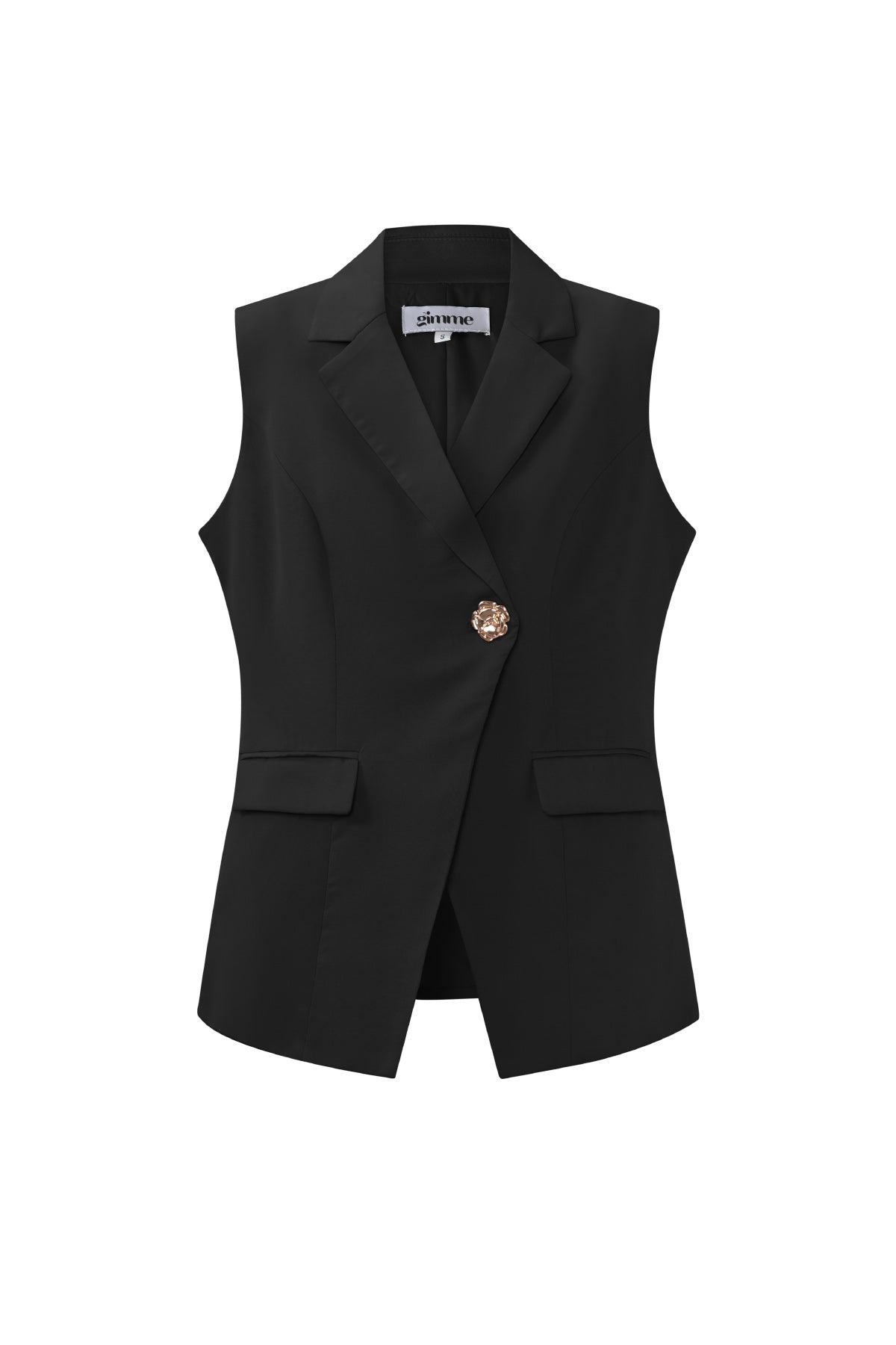 Giacca senza maniche in poliestere tessuto donna casual design asimmetrico
