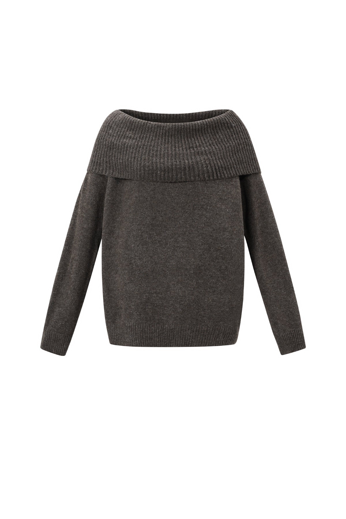 Maglione Donna a Spalla Scoperta in Fibra di Poliestere Intrecciata Elegante Colore Puro