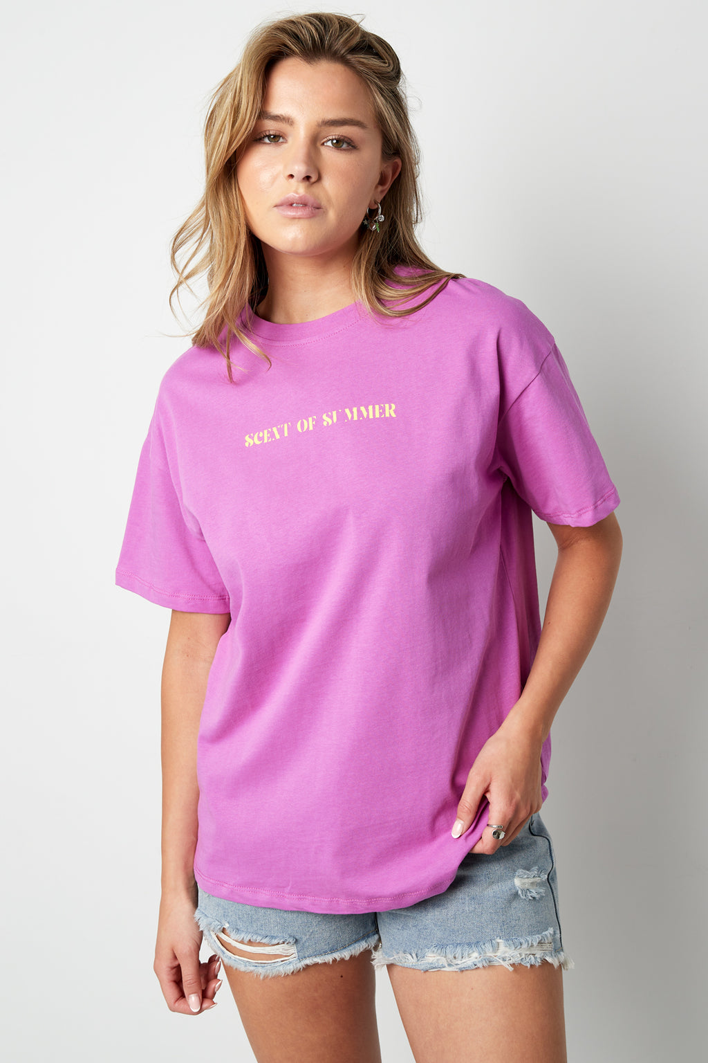 Cotone Maglietta Donna Casual Lettere