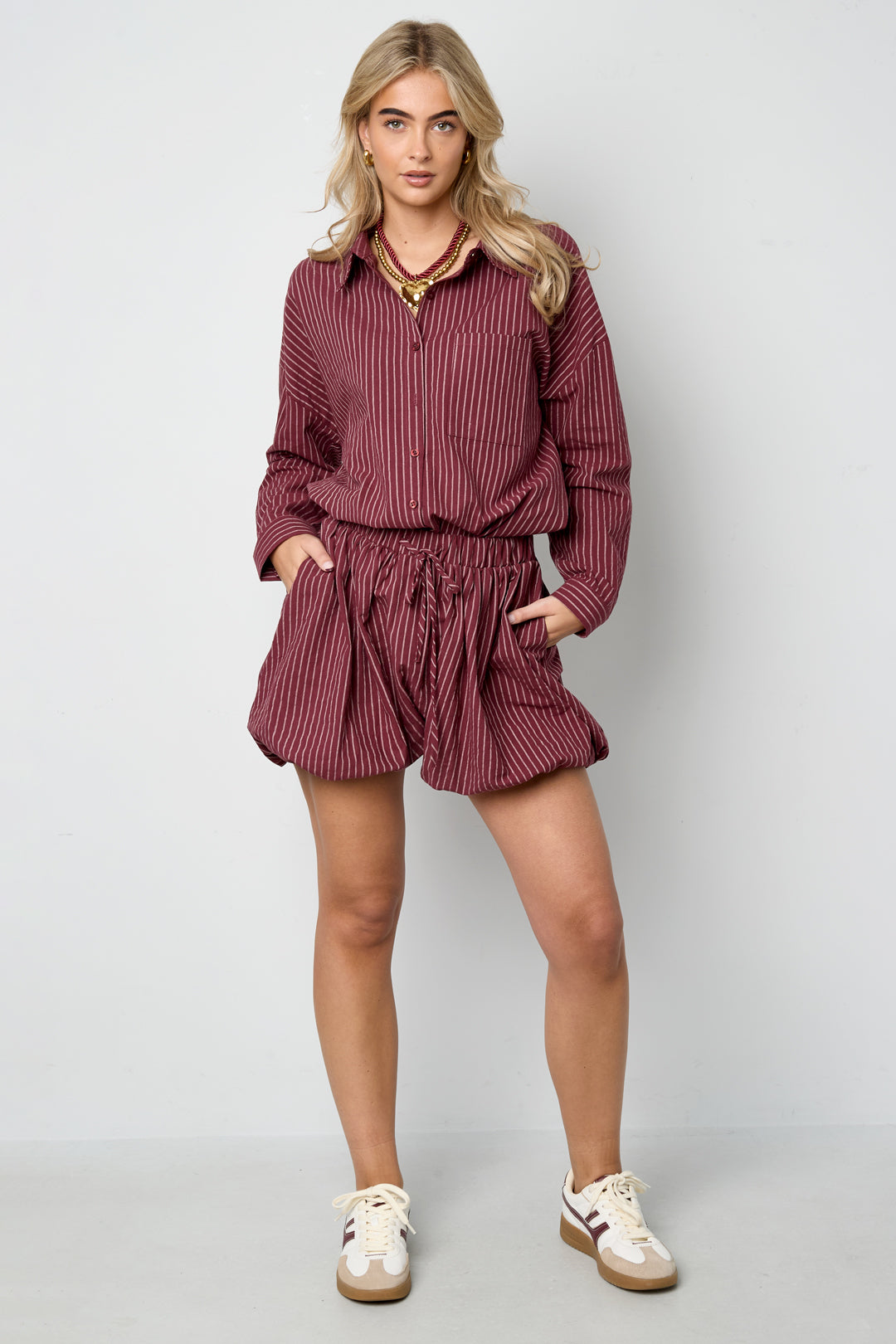 Woven Cotton Shorts Donna Casual Stripes