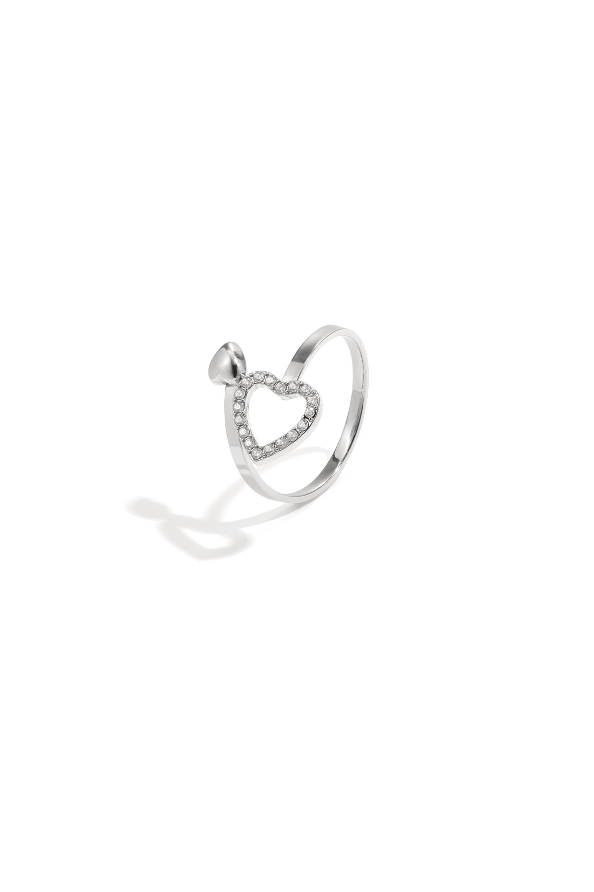 Anello regolabile con cuori e pietre