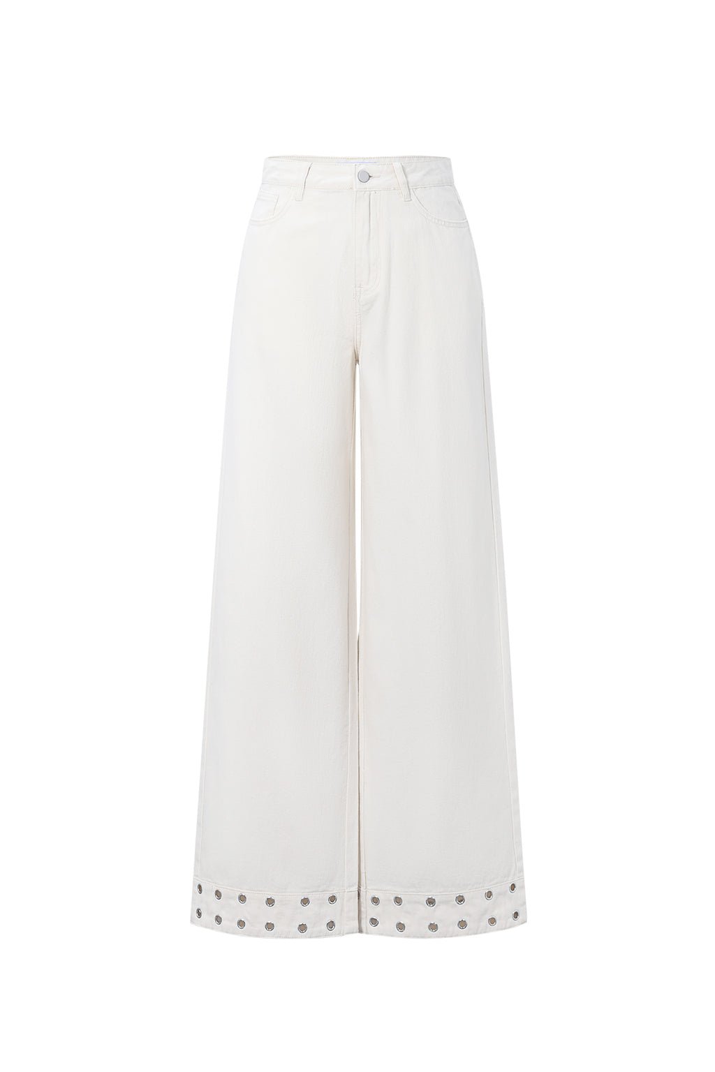 Jeans con occhielli