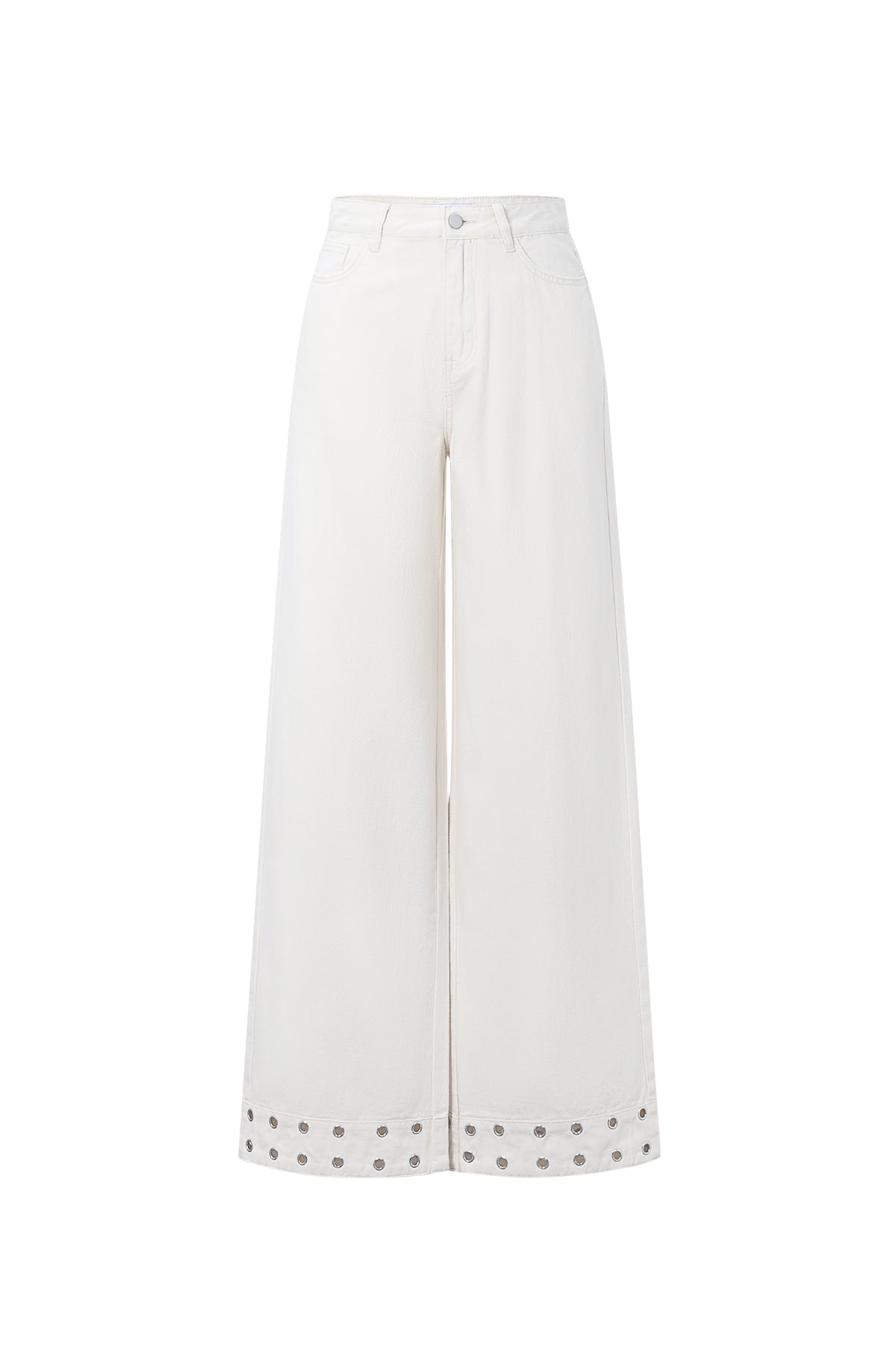 Jeans con occhielli