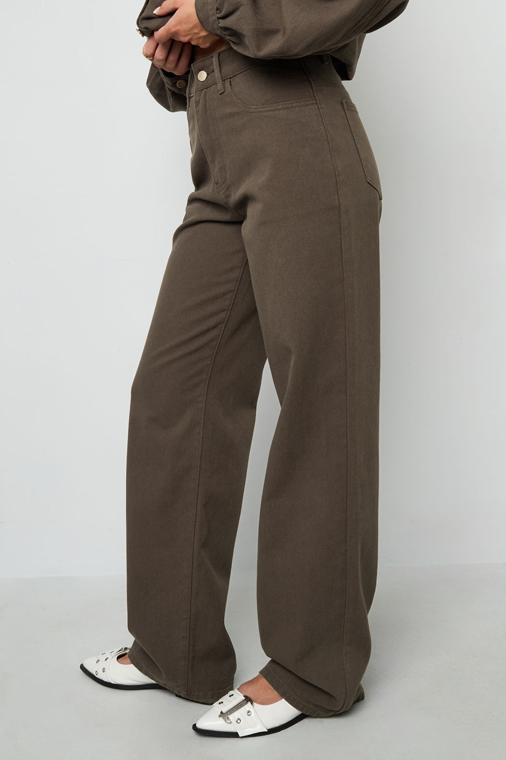 Cotone Tessuto Pantaloni Dritti Donna Casual Colore Puro