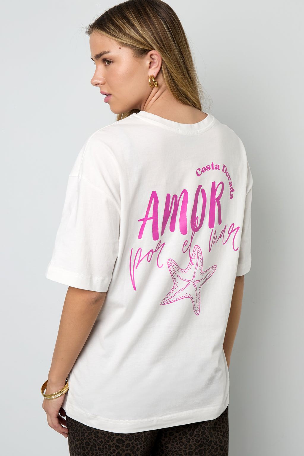 Cotone Maglia T-shirt Donna Casual Lettere