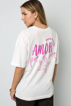 Cotone Maglia T-shirt Donna Casual Lettere