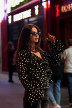 Camicia Donna in Fibra di Poliestere Tessuta Elegante a Puntini