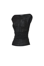 Tessuto Fibra di Poliestere Top Senza Maniche Donna Sexy Trasparente Colore Puro