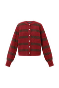 Cardigan Donna in Fibra di Poliestere Maglia Stile Casual a Righe