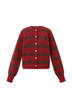 Cardigan Donna in Fibra di Poliestere Maglia Stile Casual a Righe