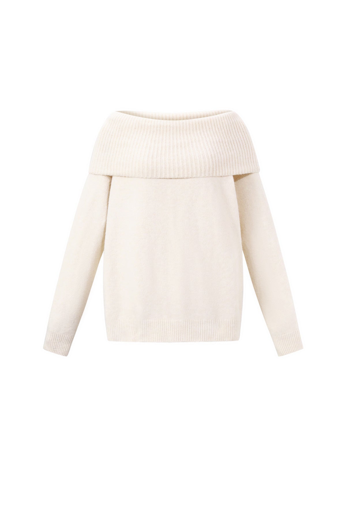 Maglione Donna a Spalla Scoperta in Fibra di Poliestere Intrecciata Elegante Colore Puro