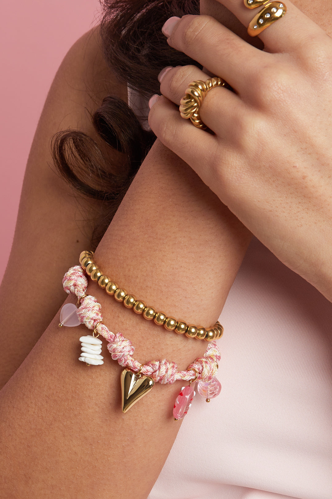 Braccialetti con ciondoli in corda, serie Heart Sweet Daily Romantic, gioielli da donna