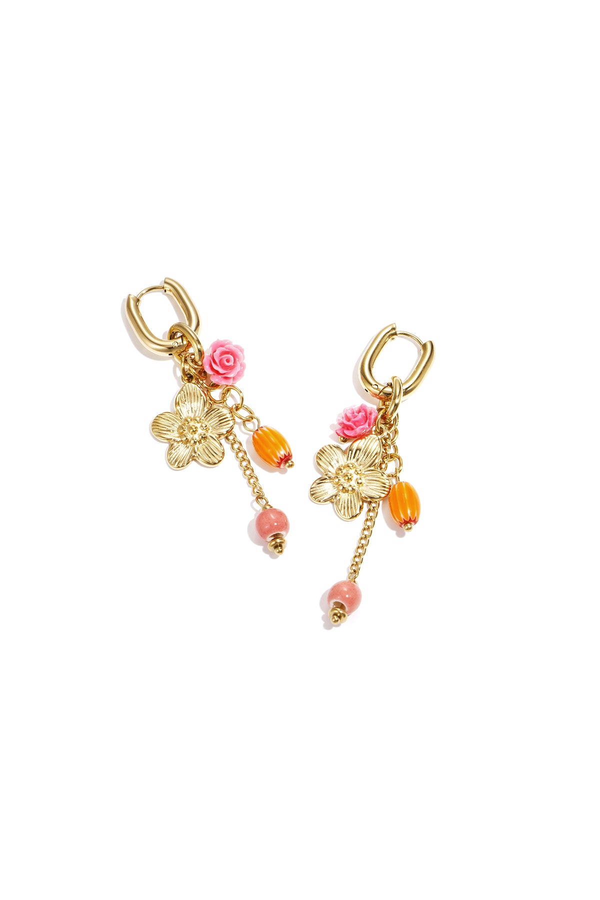 Orecchini pendenti in acciaio inossidabile con fiori, casual, quotidiani, romantici, gioielli da donna