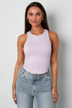 Top Senza Maniche Donna in Nylon Maglia Primavera/Estate Base Colore Puro