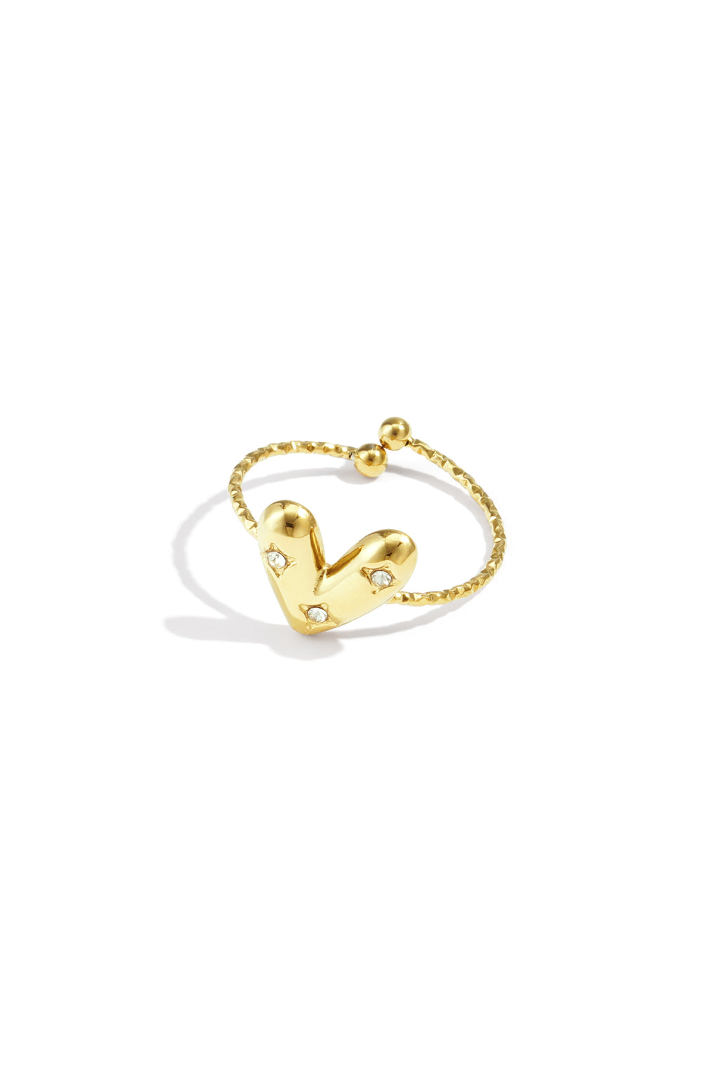 Anello regolabile con cuore decorato
