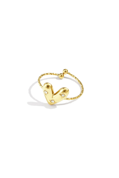 Anello regolabile con cuore decorato