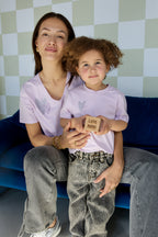 Cotone Maglietta Bambino Casual Design Cuore Ricamato