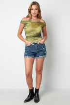 Denim Donna Shorts Vita Alta Strappato Orlo Sfilacciato