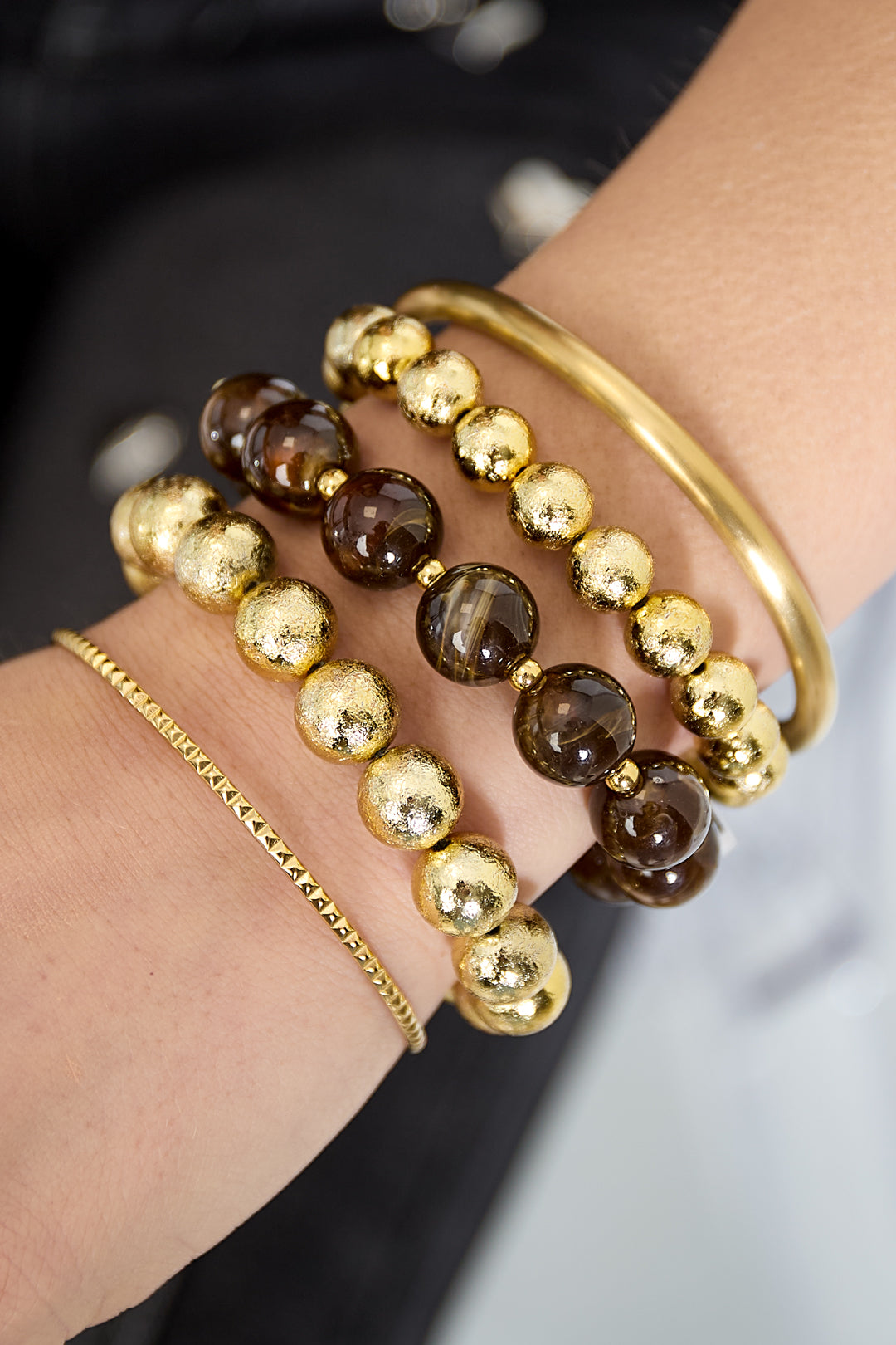 Set di 3 bracciali con perline