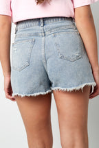 Denim Donna Shorts Vita Alta Strappato Orlo Sfilacciato