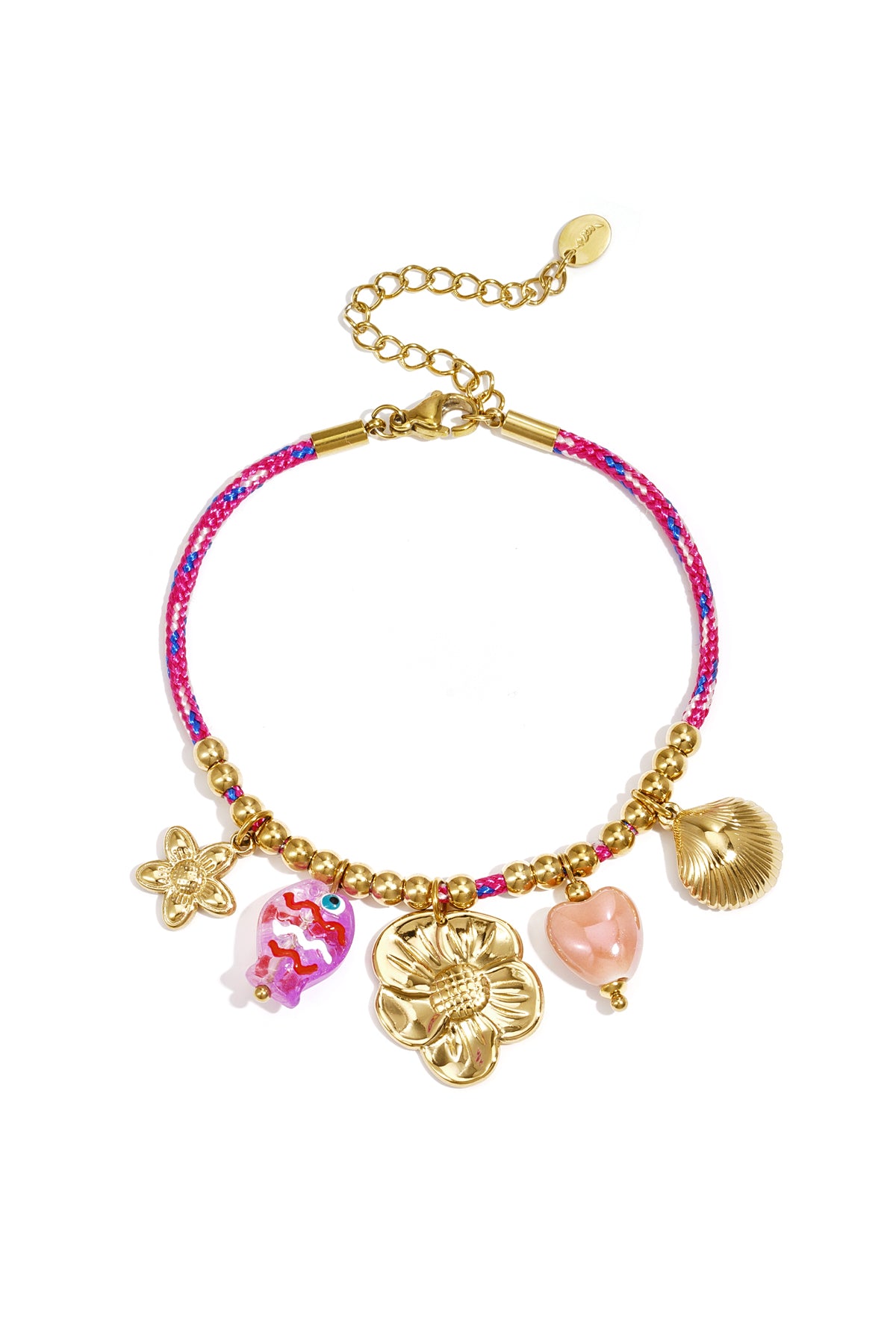 Braccialetti con ciondoli in corda, serie romantica, casual e floreale, gioielli da donna