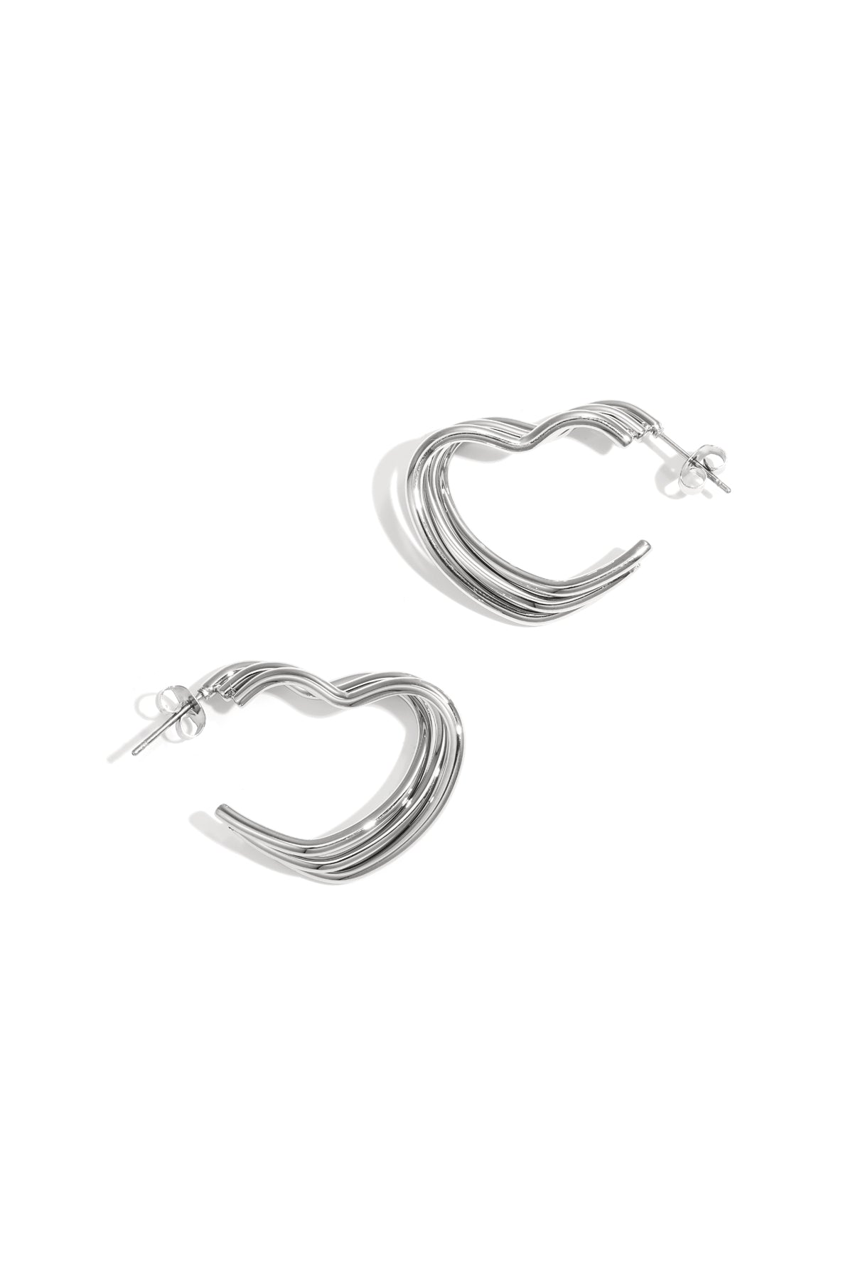 Orecchini a cerchio in acciaio inossidabile con cuore, casual, quotidiani, semplici, gioielli da donna