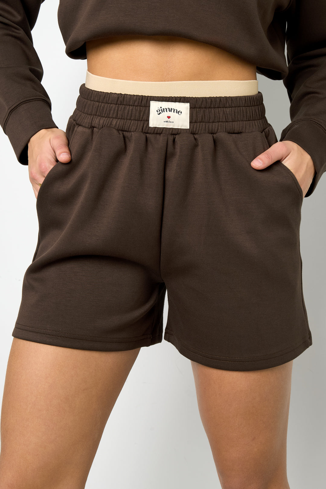 Shorts Casual Donna in Fibra di Poliestere Maglia Sporty Colore Puro