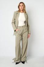 Pantaloni Dritti Donna in Fibra di Poliestere Tessuta Stile Casual con Legacci