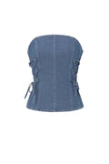 Tessuto Jeans Top Senza Spalline Donna Elegante Colore Puro Primavera/Estate