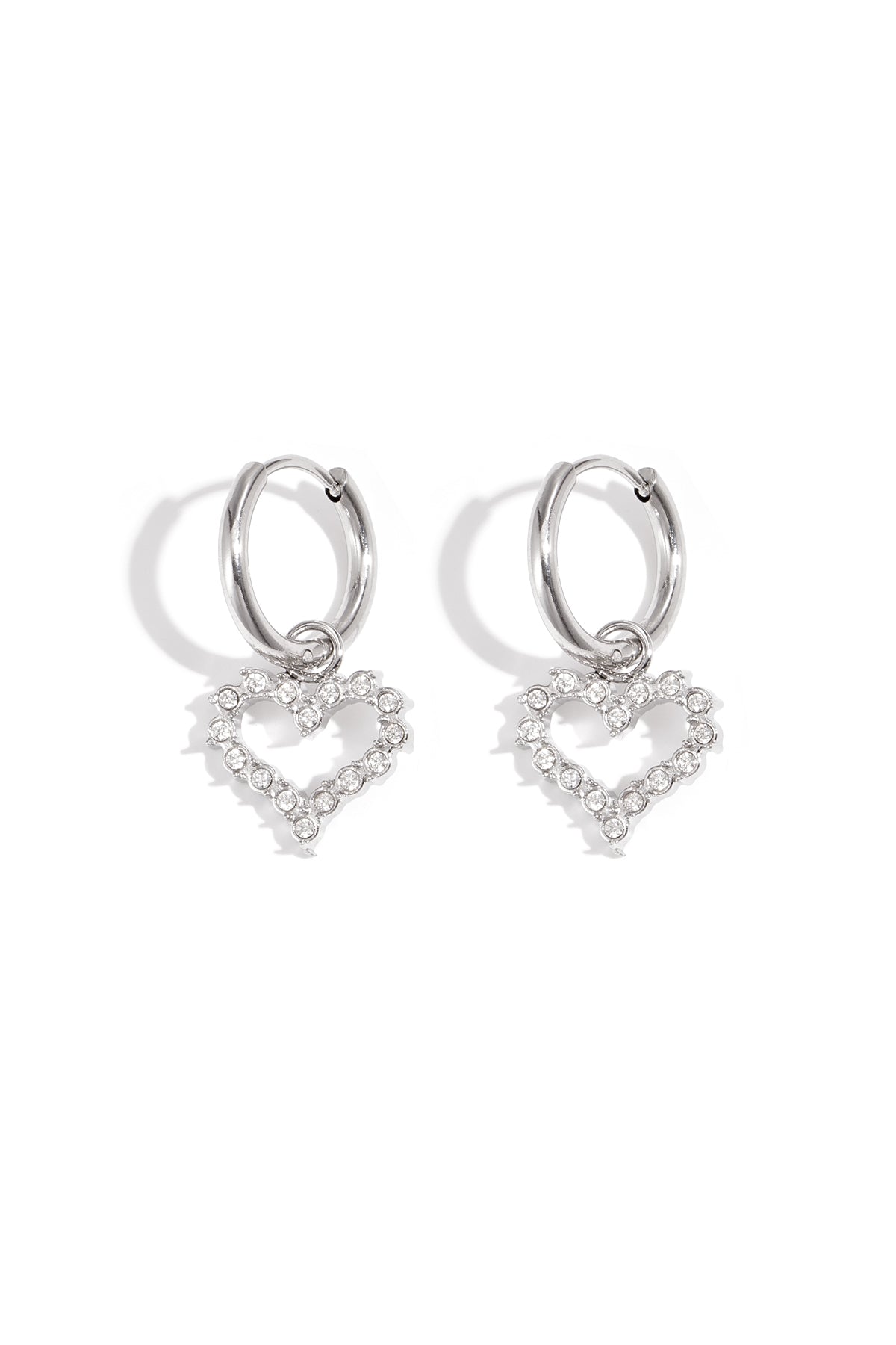 Orecchino a cuore con strass