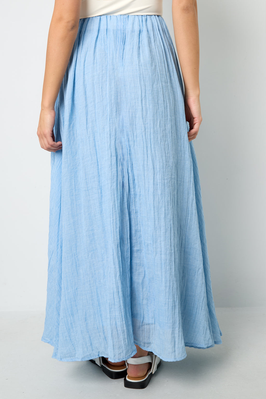 Gonna Maxi Donna in Fibra di Poliestere Tessuta Stile Casual Colore Puro