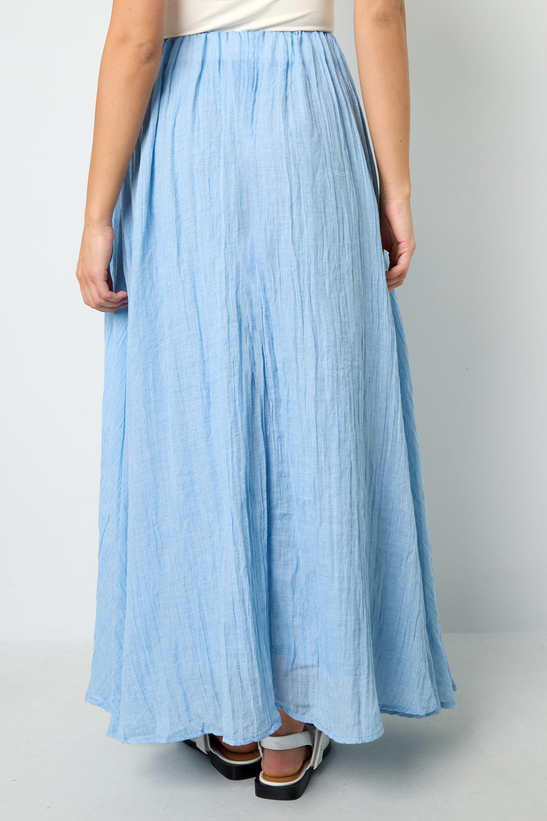 Gonna Maxi Donna in Fibra di Poliestere Tessuta Stile Casual Colore Puro