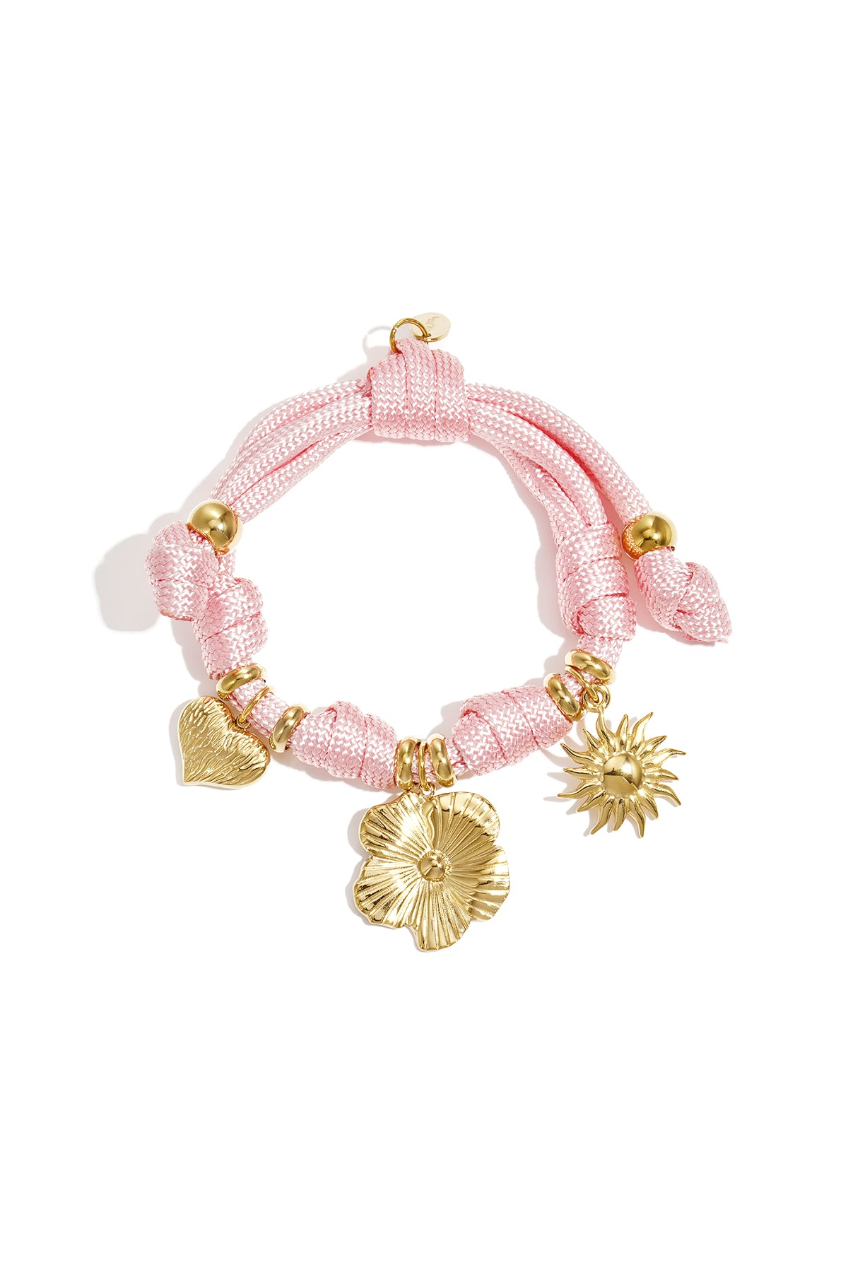 Bracciale in corda con nodi e vari ciondoli