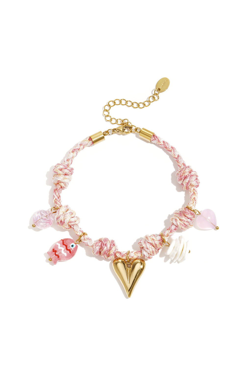 Braccialetti con ciondoli in corda, serie Heart Sweet Daily Romantic, gioielli da donna