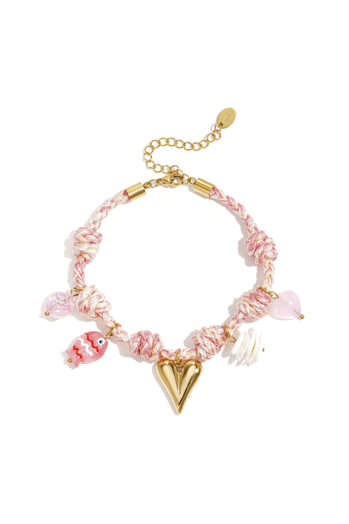 Braccialetti con ciondoli in corda, serie Heart Sweet Daily Romantic, gioielli da donna