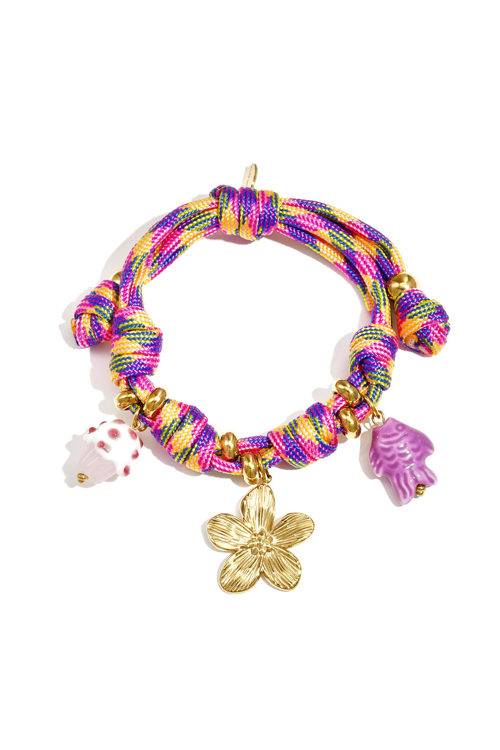 Braccialetti con ciondoli in corda, serie romantica, casual e floreale, gioielli da donna