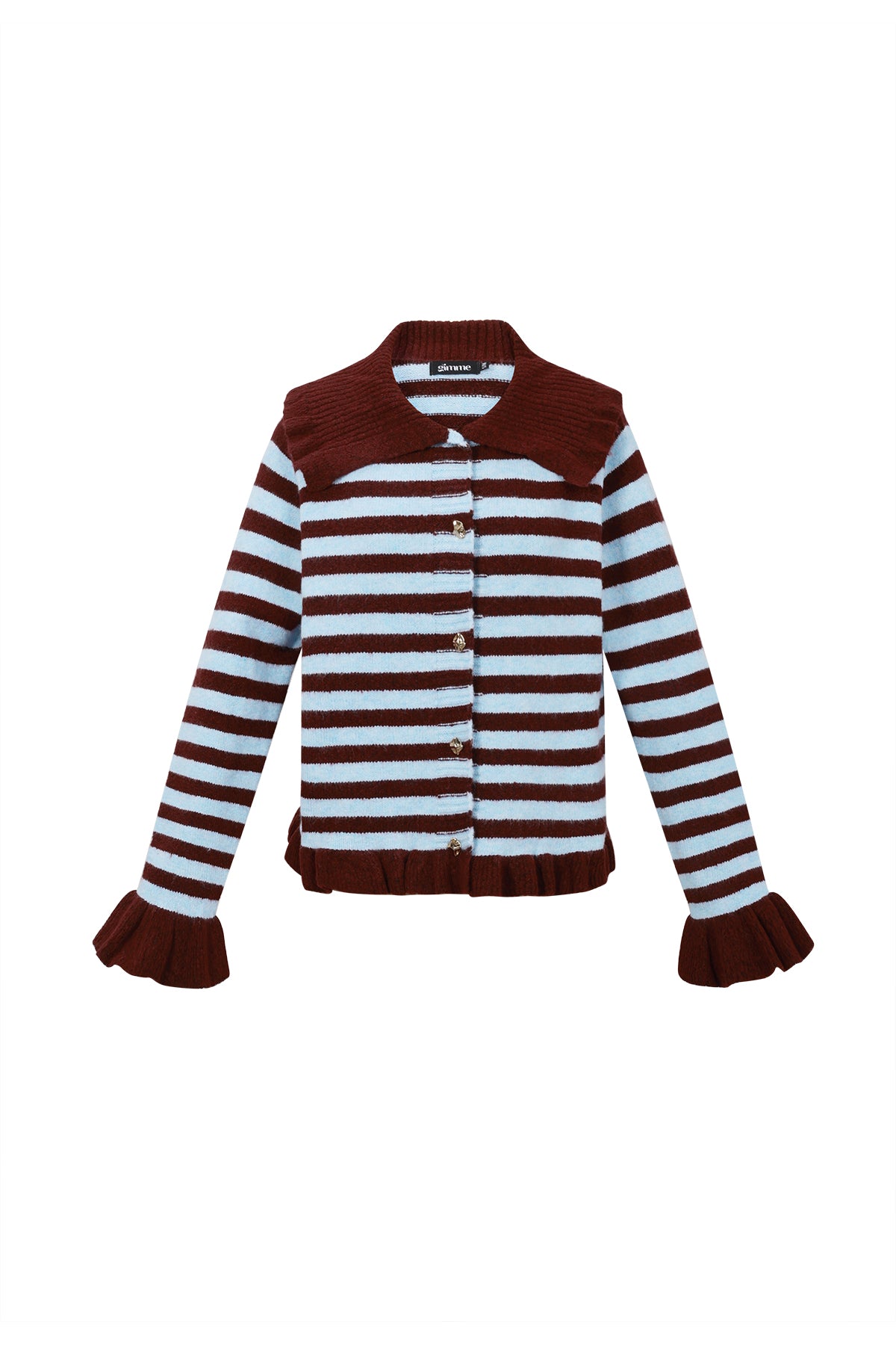 Cardigan Donna in Fibra di Poliestere Maglia Stile Casual a Righe