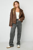 Woven Polyester Fiber Giacca Donna Style Street Tie-up