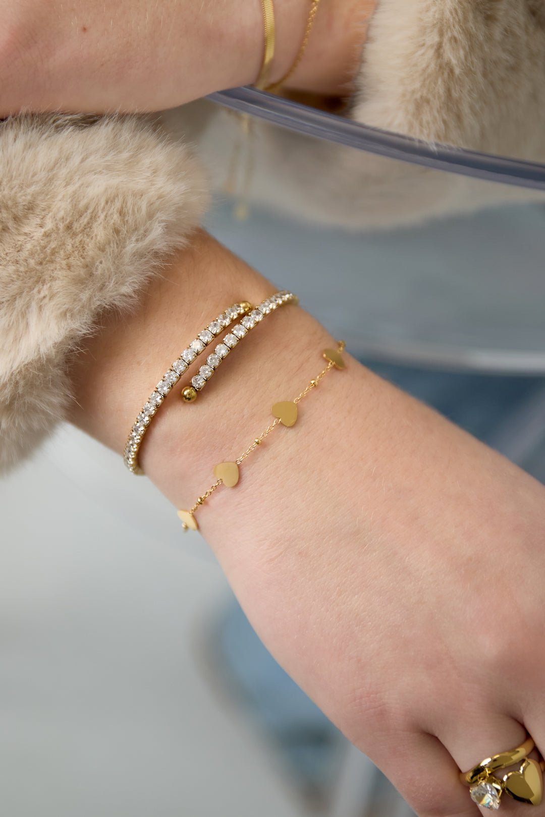 Braccialetti a catena in acciaio inossidabile con cuore, casual, quotidiani, semplici, gioielli da donna